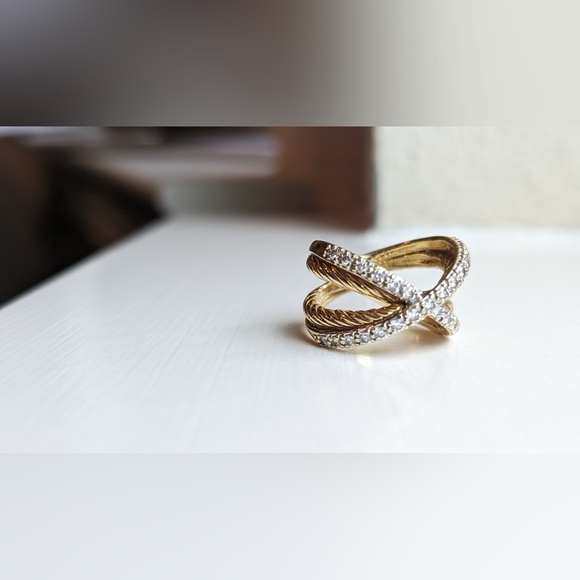 David Yurman 18K Gold Diamond X ring - Picture 12 of 13